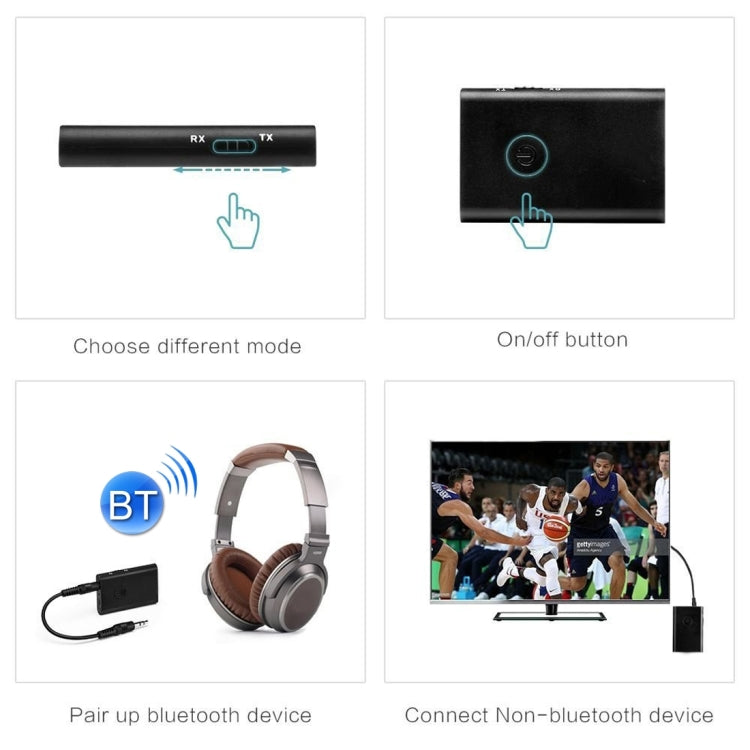 2 in 1 Bluetooth Receiver & Transmitter, For iPhone, Samsung, HTC, Sony, Google, Huawei, Xiaomi and other Smartphones & TV & PC & Headphone etc(Black)