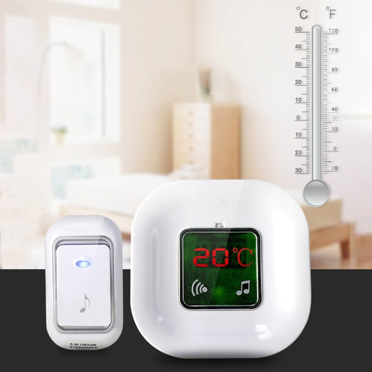 Waytronic 2 in 1 Intelligent Household Thermometer Display Home Wireless Melody Doorbell with LED Light, Receiver Distance: 120m