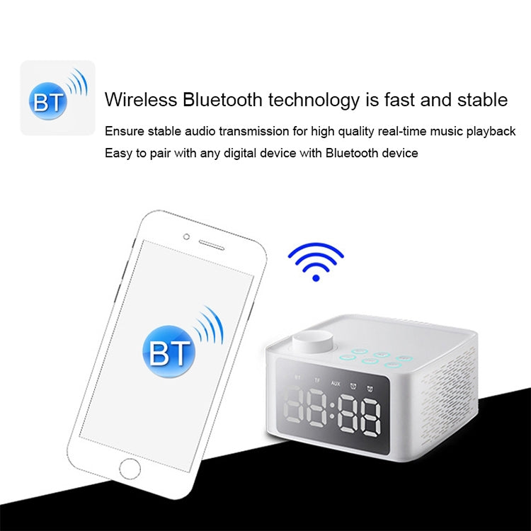 B1 Stereo Wireless Bluetooth Speaker with Mirror Display Screen, Support TF Card / AUX / U Disk / FM