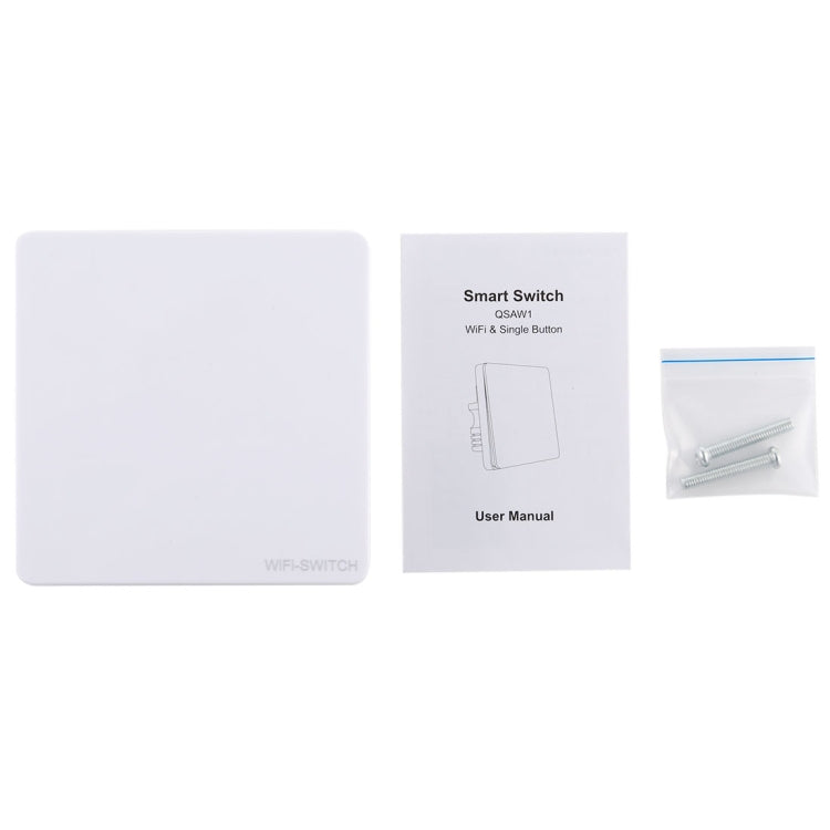 QEVDO QSAW1 WiFi & Single Button 86mm/1Gang 3Way Neutral Wire Live Wire Wall Smart Switch, Support Alexa / Google Home Voice Control (White)