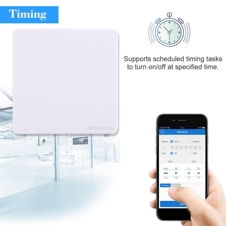 QEVDO QSAW1 WiFi & Single Button 86mm/1Gang 3Way Neutral Wire Live Wire Wall Smart Switch, Support Alexa / Google Home Voice Control (White)