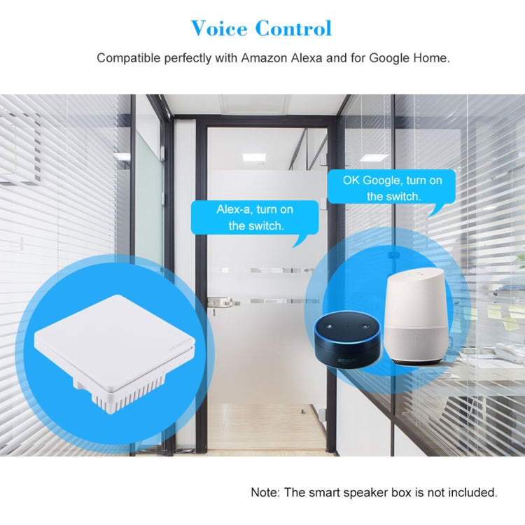 QEVDO QSAW1 WiFi & Single Button 86mm/1Gang 3Way Neutral Wire Live Wire Wall Smart Switch, Support Alexa / Google Home Voice Control (White)