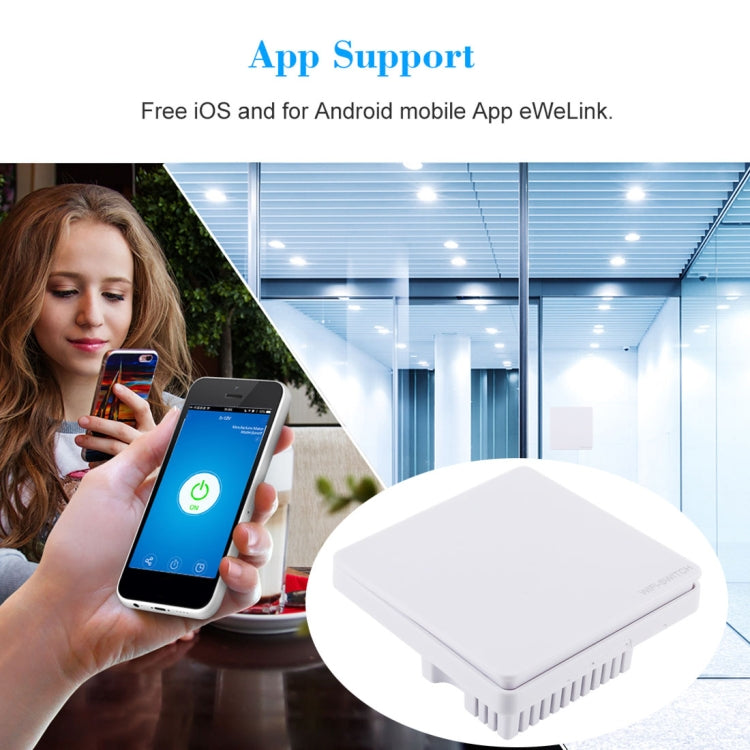 QEVDO QSAW1 WiFi & Single Button 86mm/1Gang 3Way Neutral Wire Live Wire Wall Smart Switch, Support Alexa / Google Home Voice Control (White)