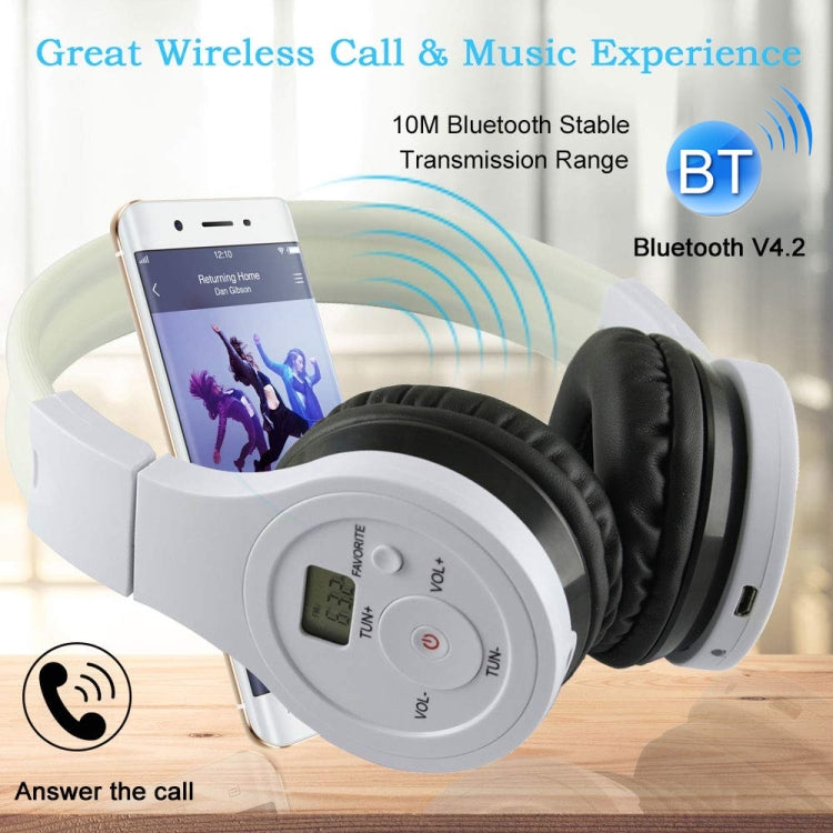 HRD-391 Portable FM Radio Receiver Bluetooth Headset(White)