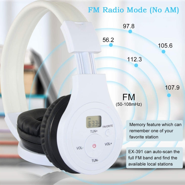 HRD-391 Portable FM Radio Receiver Bluetooth Headset(White)