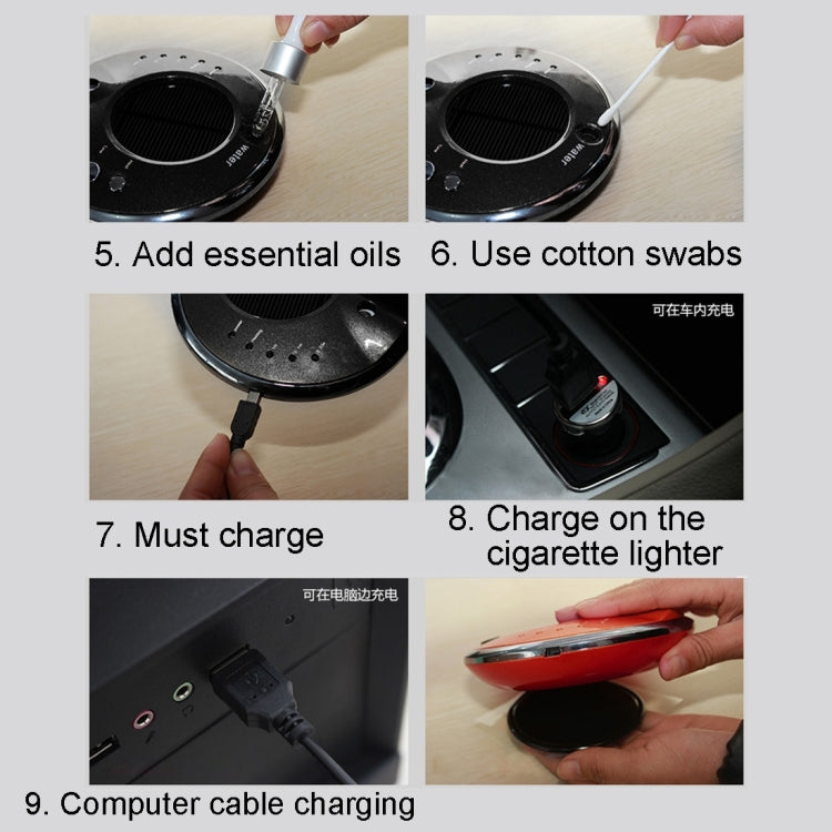 UFO-1 Solar Power Aromatherapy Air Purifier Humidifier Ionizer Oxygen Bar with Car Charger for Home / Office / Car
