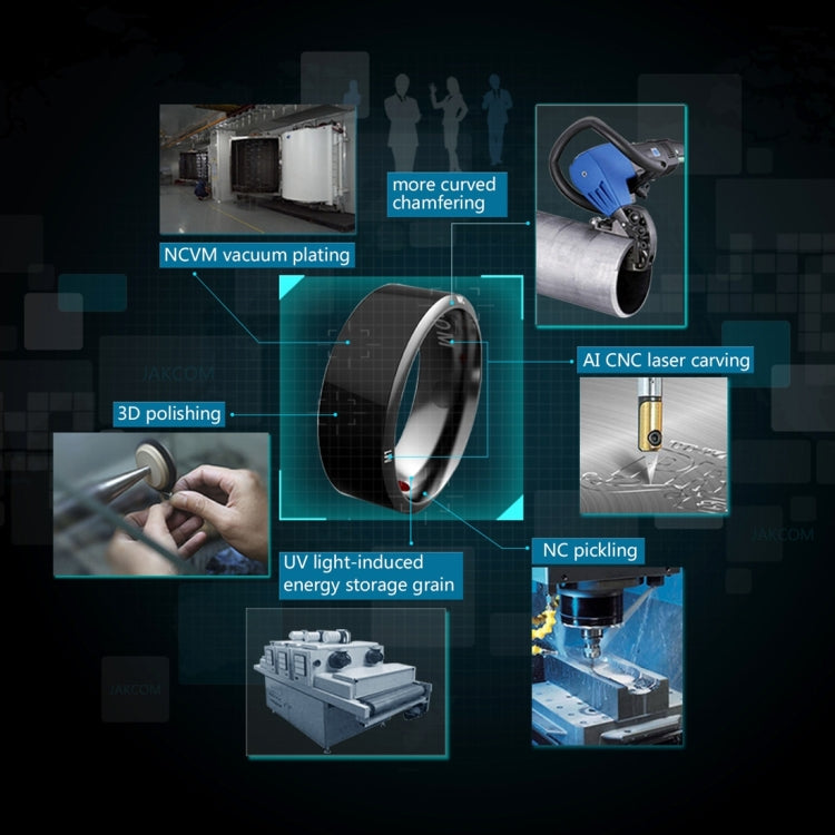 JAKCOM R3 Metallic Glass Smart Ring, Waterproof & Dustproof, Health Tracker, Wireless Sharing, Inner Perimeter: 70mm