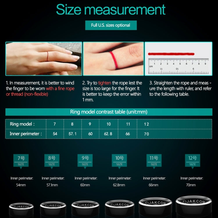 JAKCOM R3 Metallic Glass Smart Ring, Waterproof & Dustproof, Health Tracker, Wireless Sharing, Inner Perimeter: 54mm