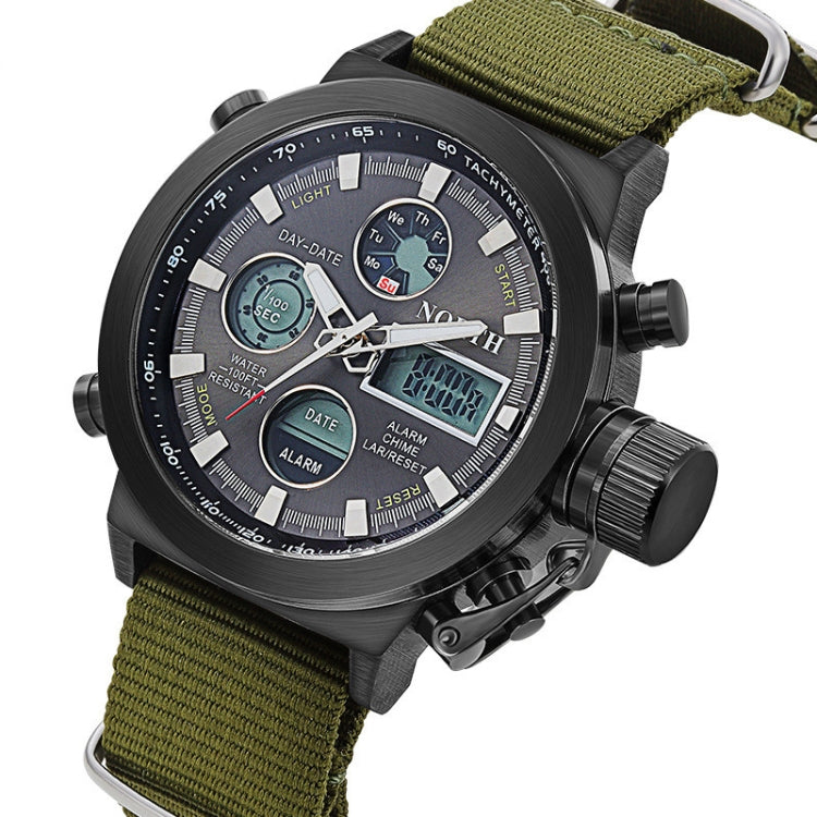 6022 North Men Fashion Nylon Belt Calendar Display Sport Smart Digital Quartz Watch(Black)