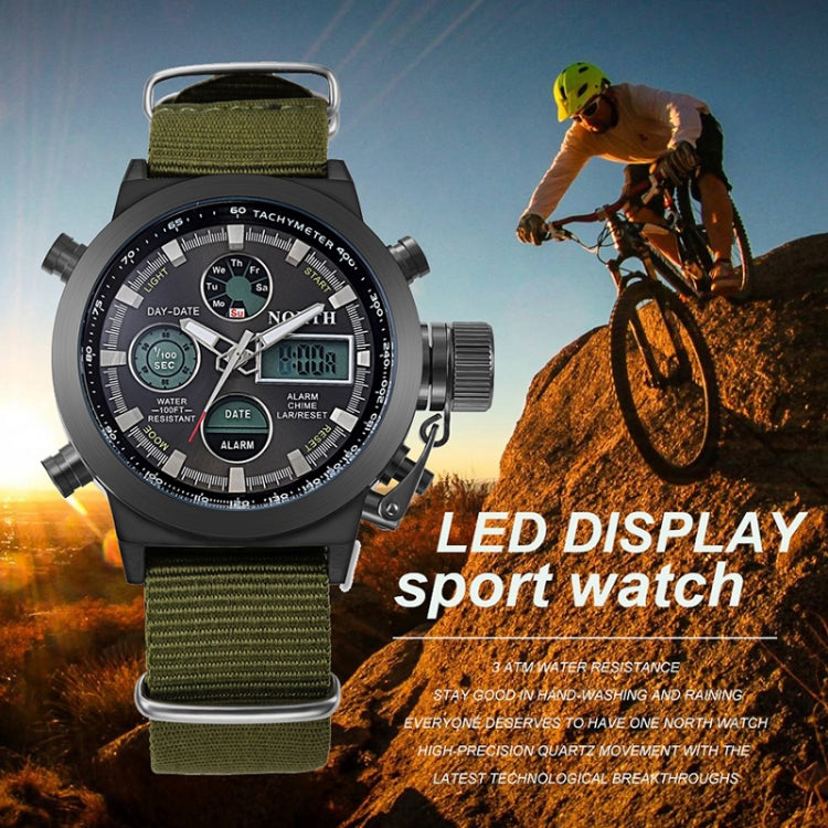6022 North Men Fashion Nylon Belt Calendar Display Sport Smart Digital Quartz Watch(Black)