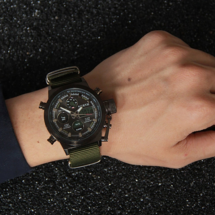 6022 North Men Fashion Nylon Belt Calendar Display Sport Smart Digital Quartz Watch(Black)