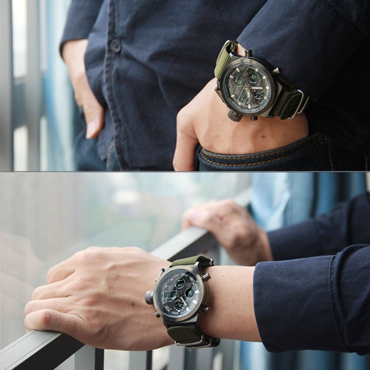 6022 North Men Fashion Nylon Belt Calendar Display Sport Smart Digital Quartz Watch(Black)