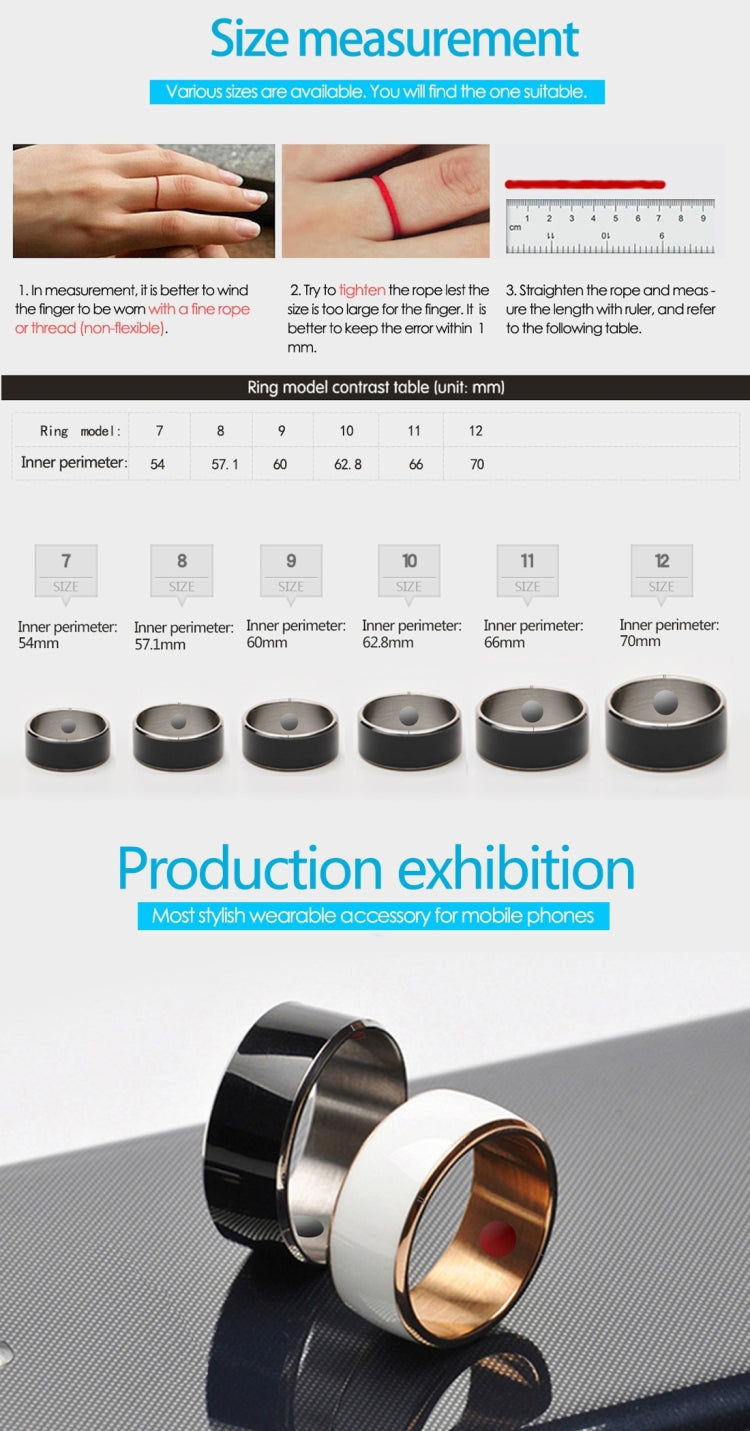 JAKCOM R3F Amorphous Titanium Alloy Smart Ring, Waterproof & Dustproof, Health Tracker, Wireless Sharing, Push Message, Inner Perimeter: 57.1mm(Black)
