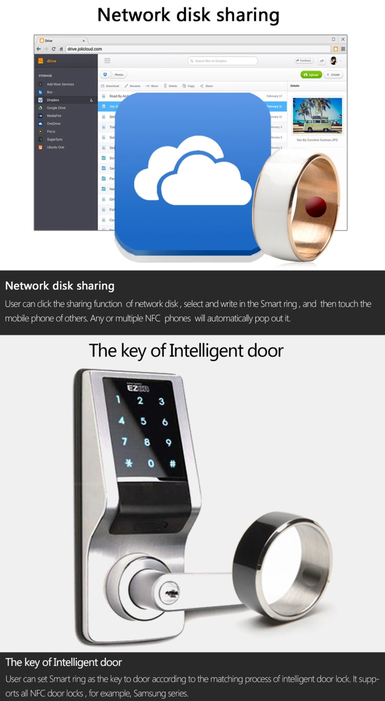 JAKCOM R3F Amorphous Titanium Alloy Smart Ring, Waterproof & Dustproof, Health Tracker, Wireless Sharing, Push Message, Inner Perimeter: 60mm(Black)