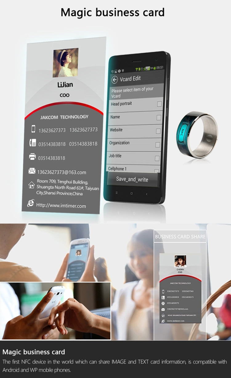 JAKCOM R3F 18K Rose Gold Smart Ring, Waterproof & Dustproof, Health Tracker, Wireless Sharing, Push Message, Inner Perimeter: 60mm(White)