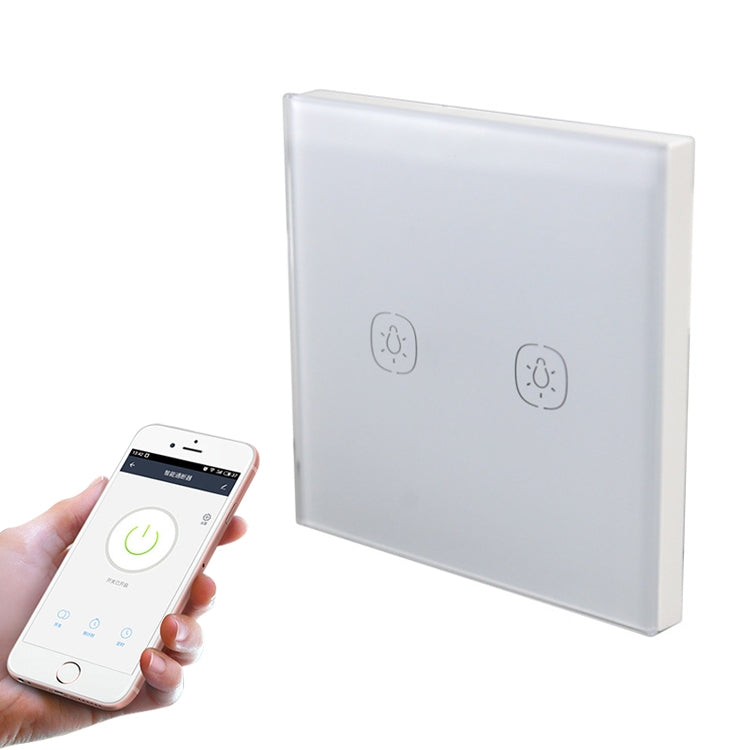 2.4G 2 Buttons Smart Light Wall Switch, Support Alexa / Google Home Voice Control, US Plug