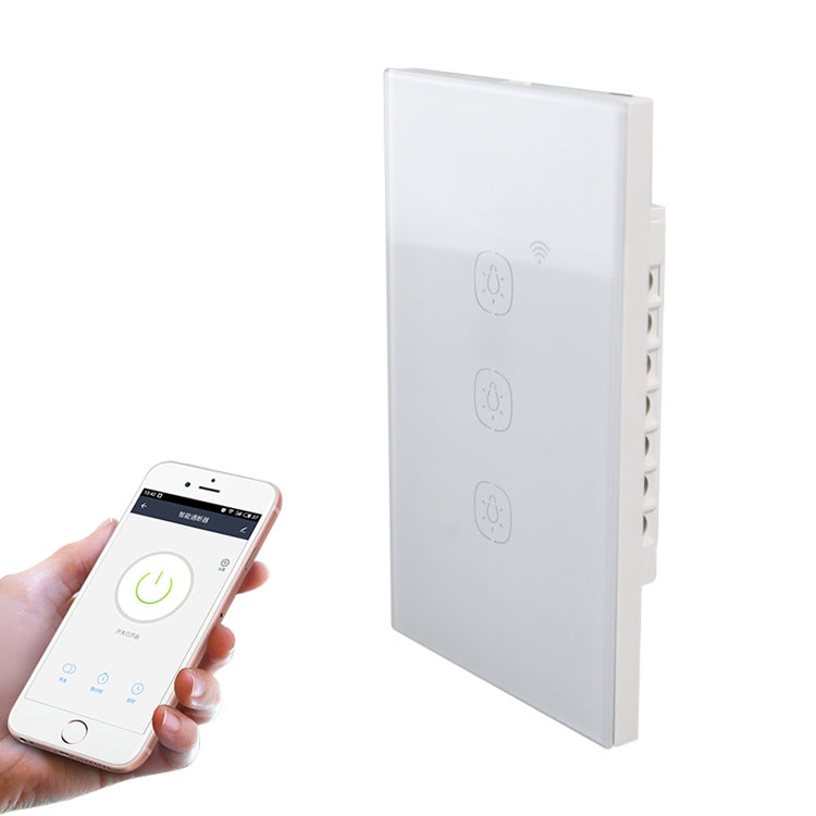 2.4G 3 Buttons Smart Light Wall Switch, Support Alexa / Google Home Voice Control, US Plug