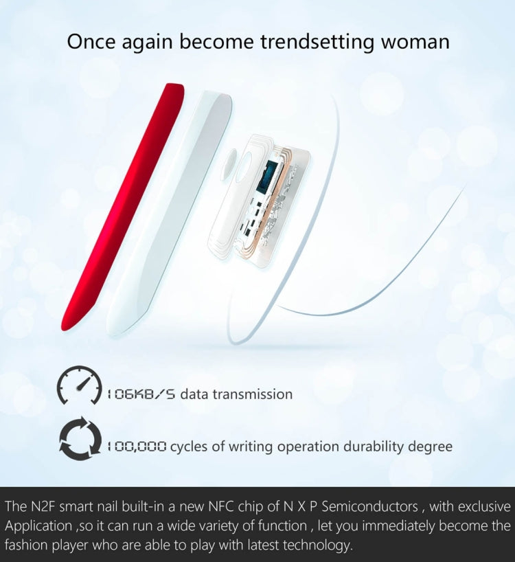 JAKCOM N2F Wearable Waterproof Smart Nail IC Card Smart Manicure with 6 PCS Nails, Support NFC / Pravite Note / Phone Lock / Quick Start / Share Information(White)