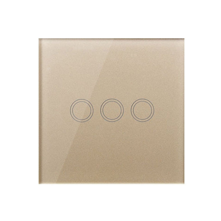 86mm 3 Gang Tempered Glass Panel Wall Switch Smart Home Light Touch Switch with RF433 Remote Controller, AC 110V-240V