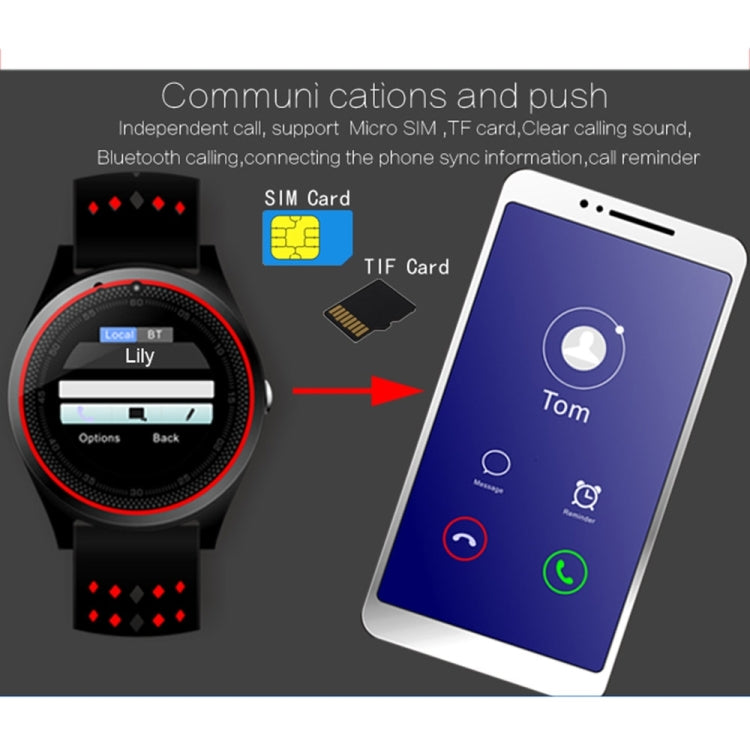 V9 Can Insert TF Card Watch Phone, 240*240 Pixel, 1.22 inch HD Full Circle Display Screen, Silicone Watchband,  Smart Watch Phone, Support Network: 2G, TF Card / MP3 / Music Play / Camera / Sedentary Reminder / Bluetooth