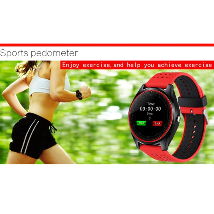 V9 Can Insert TF Card Watch Phone, 240*240 Pixel, 1.22 inch HD Full Circle Display Screen, Silicone Watchband,  Smart Watch Phone, Support Network: 2G, TF Card / MP3 / Music Play / Camera / Sedentary Reminder / Bluetooth