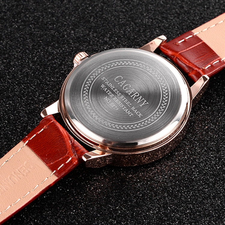 CAGARNY 6875 Round Dial Water Resistant Starry Sky Pattern Fashion Women Quartz Wrist Watch with Leather Band
