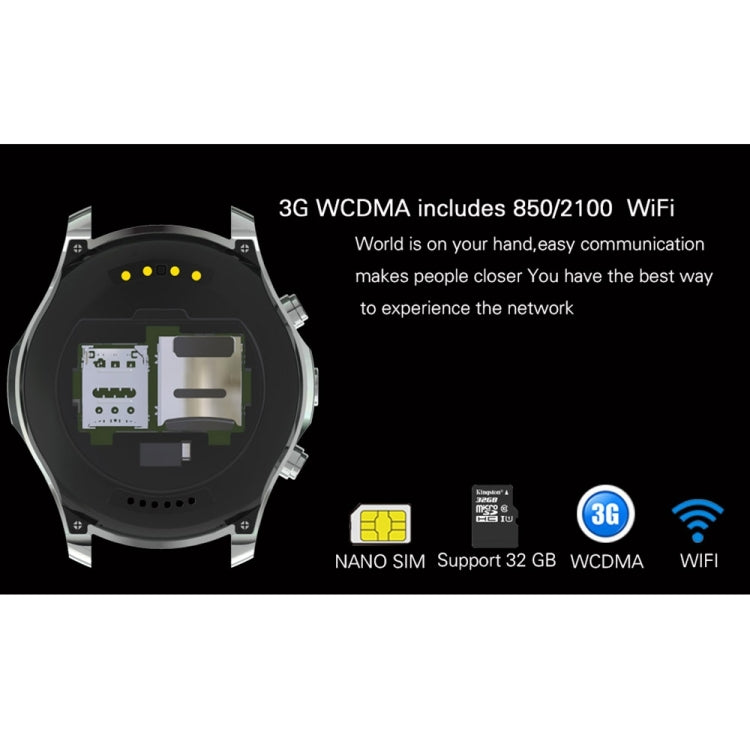 S11 Smart Watch Phone, 512MB+4GB, 240*240 Pixel, 1.3 inch Android 5.1, MTK6572 Dual Core 1.2GHz Round Touch Screen Display Smart Watch Phone, Support Network: 3G, Heart Rate / Pedometer / GPS / Weather / Camera / Bluetooth