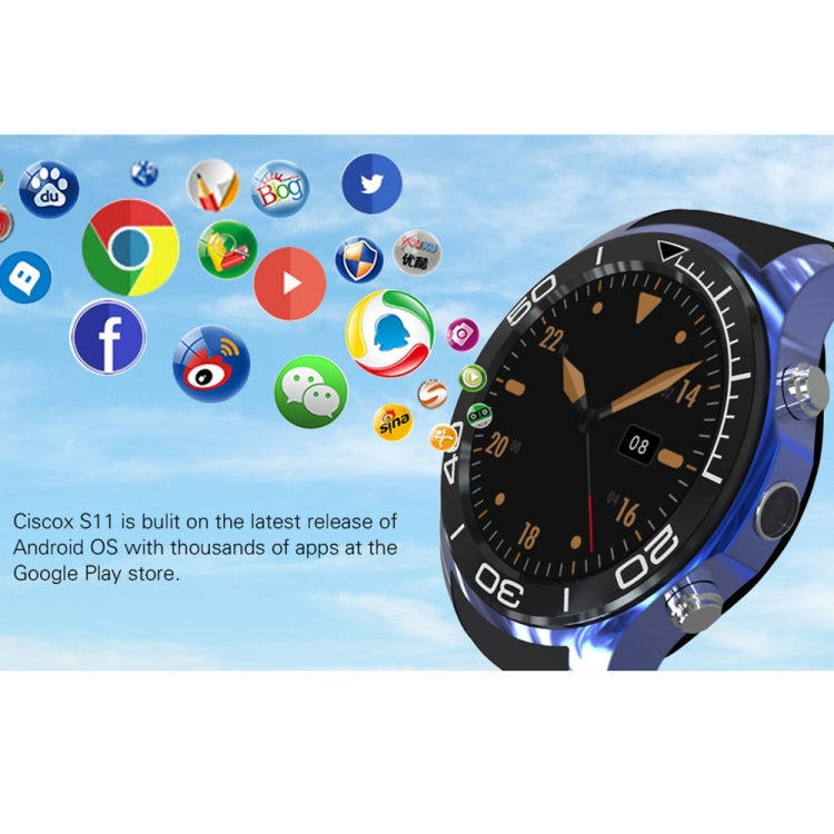 S11 Smart Watch Phone, 512MB+4GB, 240*240 Pixel, 1.3 inch Android 5.1, MTK6572 Dual Core 1.2GHz Round Touch Screen Display Smart Watch Phone, Support Network: 3G, Heart Rate / Pedometer / GPS / Weather / Camera / Bluetooth