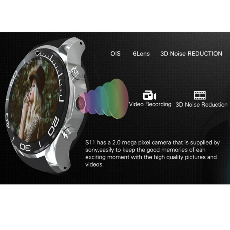 S11 Smart Watch Phone, 512MB+4GB, 240*240 Pixel, 1.3 inch Android 5.1, MTK6572 Dual Core 1.2GHz Round Touch Screen Display Smart Watch Phone, Support Network: 3G, Heart Rate / Pedometer / GPS / Weather / Camera / Bluetooth