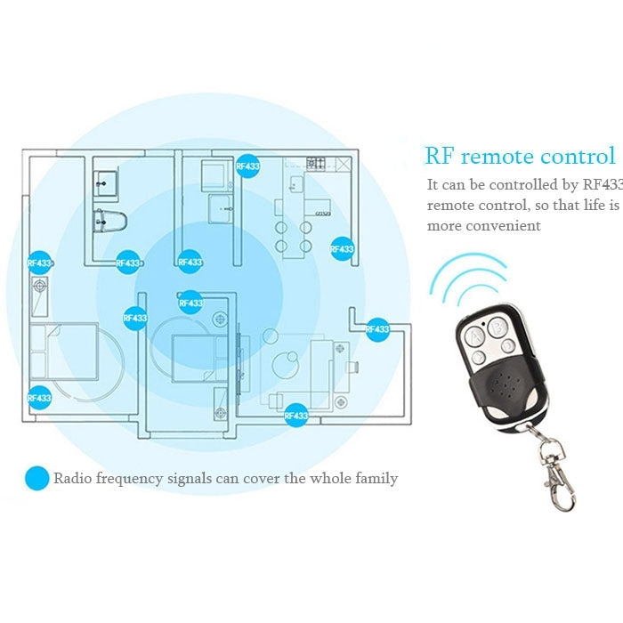 120mm 3 Gang Tempered Glass Panel Wall Switch Smart Home Light Touch Switch with RF433 Remote Controller, AC 110V-240V
