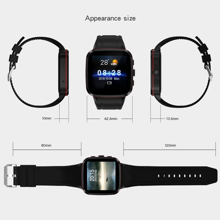 N8 Smart Watch Phone, 1GB+8GB, 1.54 inch IPS Screen Android 5.1 MTK6580 Quad Core 1.3GHz, Silicone Watch Band, Bluetooth4.0, Network: 3G, Support Heart Rate Monitor & Pedometer & GPS & WiFi & Music