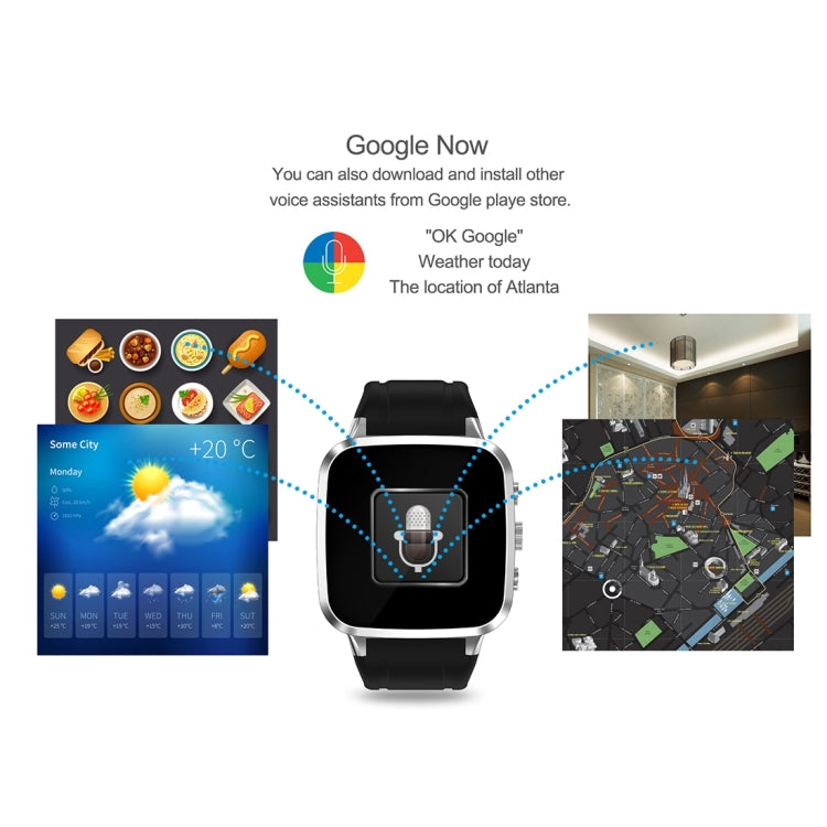 N8 Smart Watch Phone, 1GB+8GB, 1.54 inch IPS Screen Android 5.1 MTK6580 Quad Core 1.3GHz, Silicone Watch Band, Bluetooth4.0, Network: 3G, Support Heart Rate Monitor & Pedometer & GPS & WiFi & Music