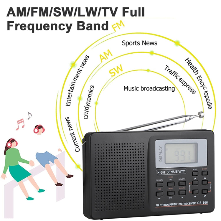 CS-106 10KHZ Multifunctional Full Band Digital Demodulation Stereo Radio Receiver