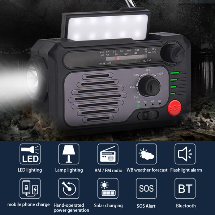 KK-228 Multifunctional Solar Power Hand Generator Radio Outdoor Emergency Disaster Prevention