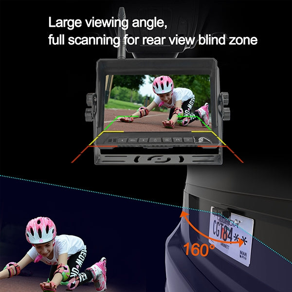 CS12 7 inch IP69K Waterproof Car Digital Wireless Rear-view Monitor, Support Dual-channel Recording / Online Playback