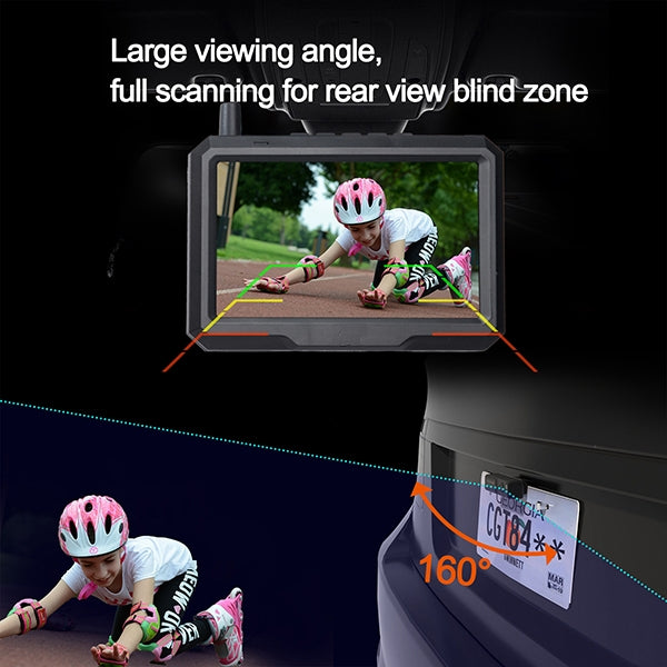 CS12F9 5 inch IP69K Waterproof Car Digital Wireless Rear-view Monitor, Support Dual-channel Recording / Online Playback