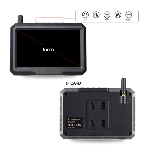 CS12F9 5 inch IP69K Waterproof Car Digital Wireless Rear-view Monitor, Support Dual-channel Recording / Online Playback