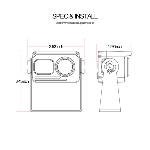 CS12F9 5 inch IP69K Waterproof Car Digital Wireless Rear-view Monitor, Support Dual-channel Recording / Online Playback