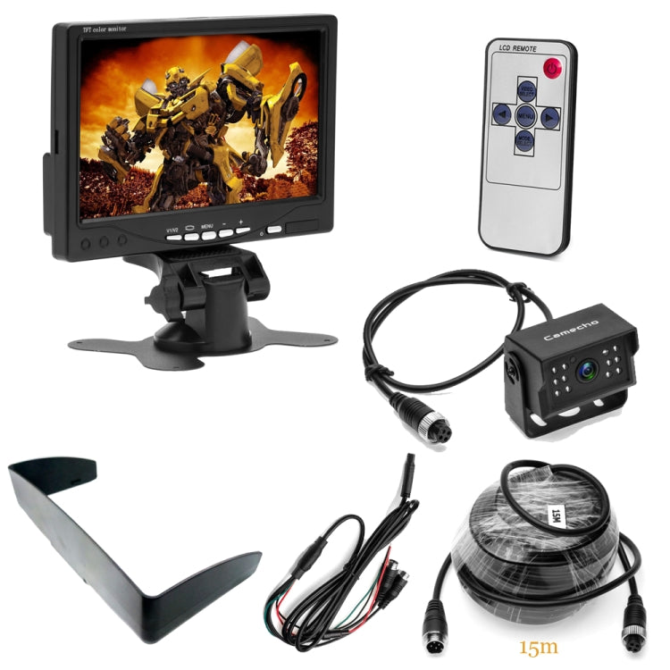 A1509 7 inch HD Car 12 IR Night Vision Rear View Backup Camera Rearview Monitor with 15m Cable