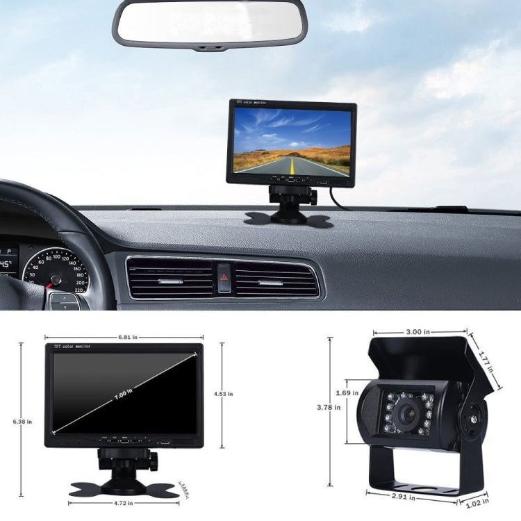 F0505 7 inch HD Car 18 IR LEDs Backup Camera Rearview Mirror Monitor, with 10m Cable