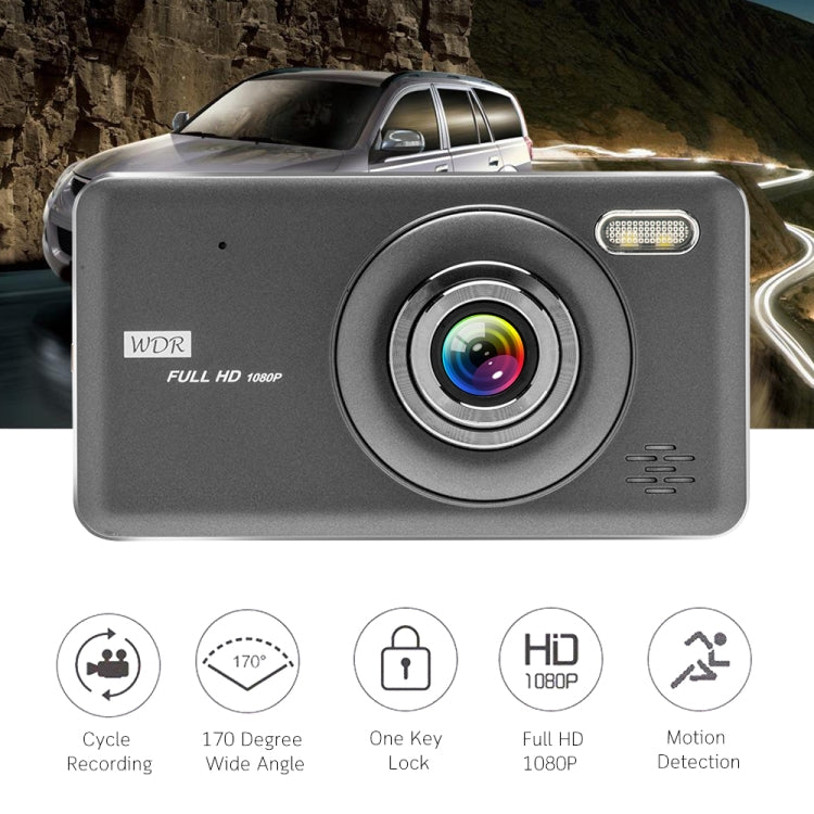 T2007 4 inch 170 Degrees Wide Angle Full HD 1080P Video Car DVR, Support TF Card / Motion Detection / Loop Recording