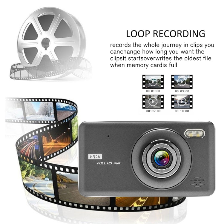 T2007 4 inch 170 Degrees Wide Angle Full HD 1080P Video Car DVR, Support TF Card / Motion Detection / Loop Recording