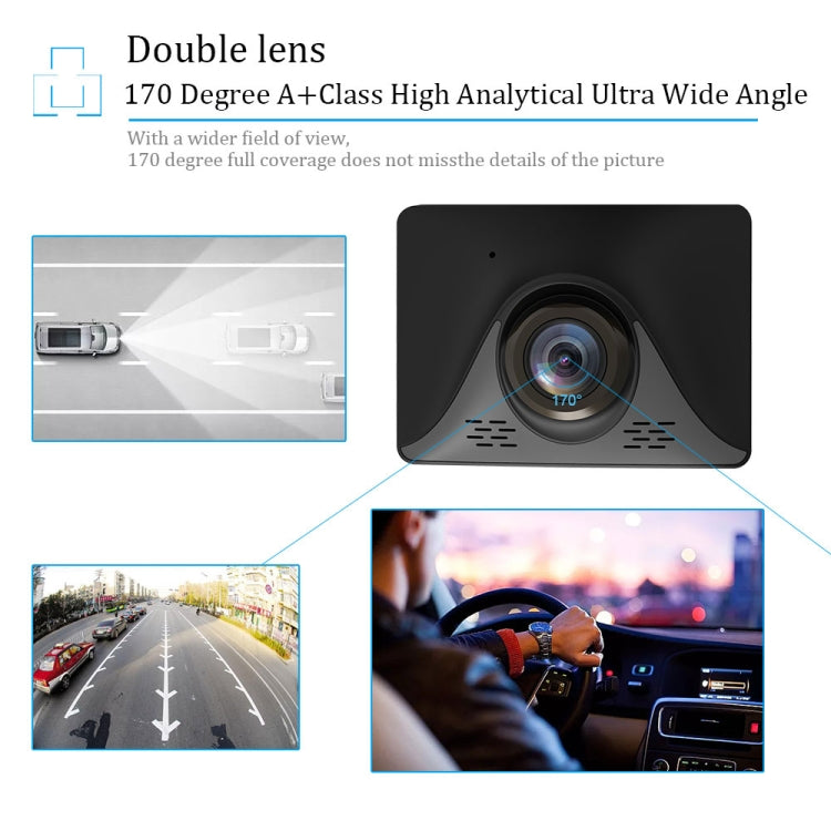 T2018 3.2 inch 170 Degrees Wide Angle Full HD Night Vision 1080P Video Car DVR, Support TF Card / Motion Detection / Loop Recording / ADAS