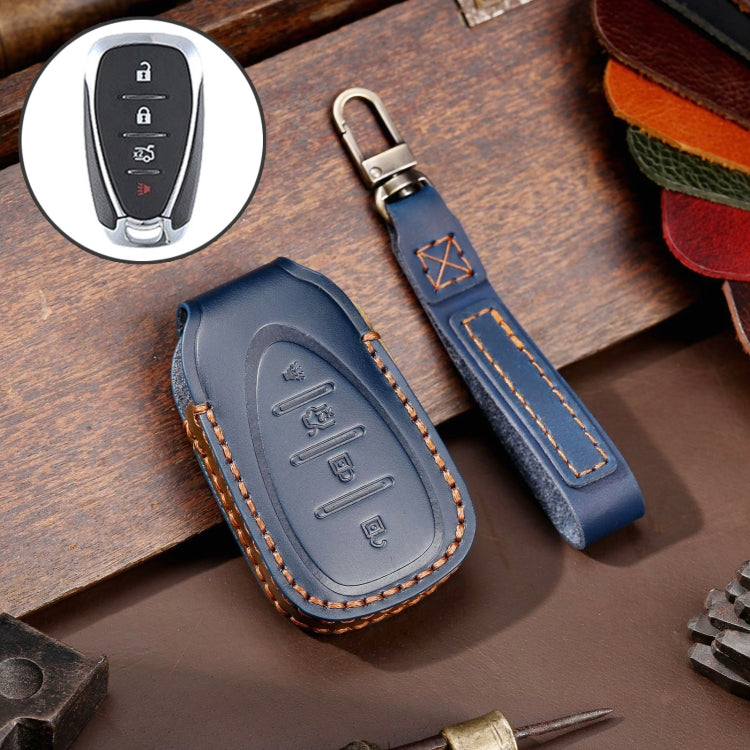 For Chevrolet 4-button Hallmo Car Cowhide Leather Key Protective Cover Key Case