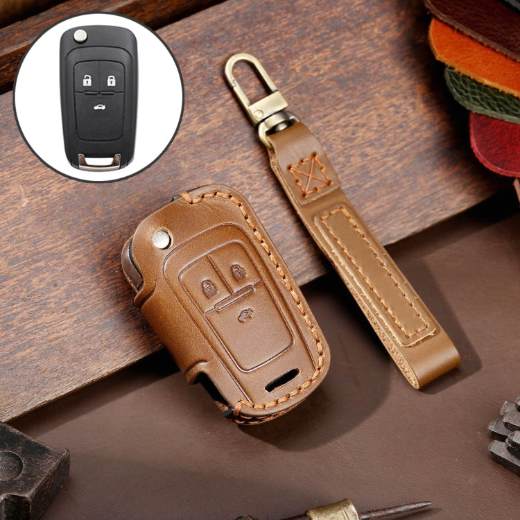 For Chevrolet Folding Hallmo Car Cowhide Leather Key Protective Cover Key Case