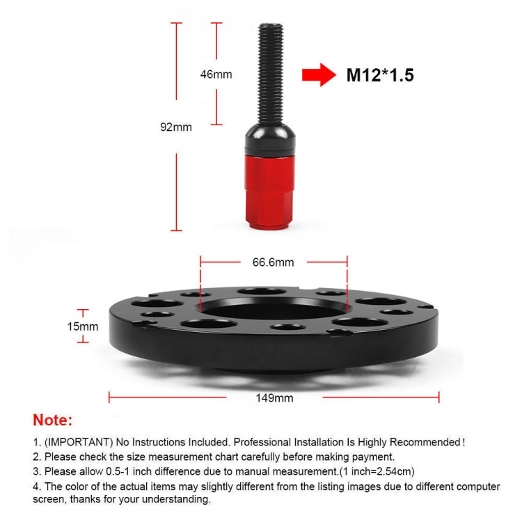 For Mercedes-Benz 15mm Car Modified Wheel Hub Flange Center Wheel Spacer with M12x1.5 Screws