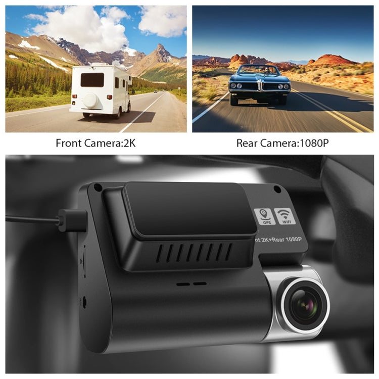 V55 Dual-lens 2K+1080P Car Dash Camera Driving Recorder, Car Charger Version with WiFi&GPS