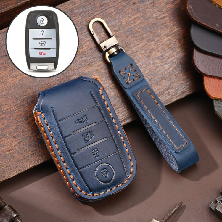 For Kia C133 4-button Hallmo Car Cowhide Leather Key Protective Cover Key Case