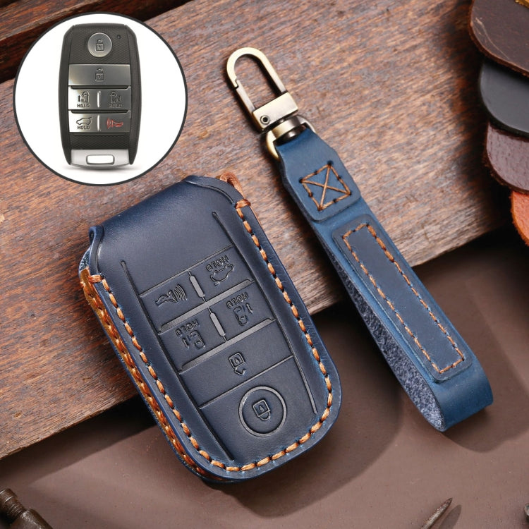 For Kia C134 6-button Hallmo Car Cowhide Leather Key Protective Cover Key Case