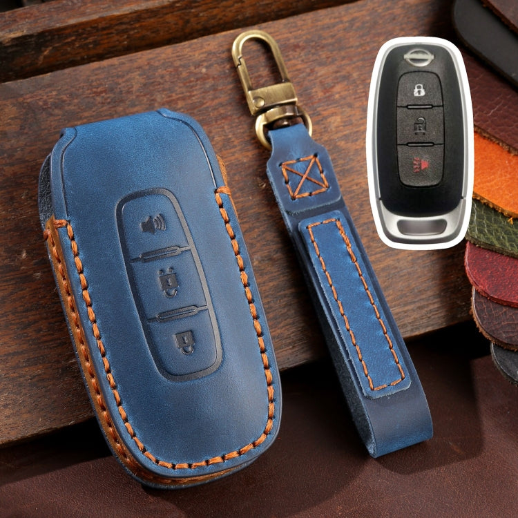 For Nissan Teana / Ariya 3-button Horn Hallmo Car Cowhide Leather Key Protective Cover Key Case